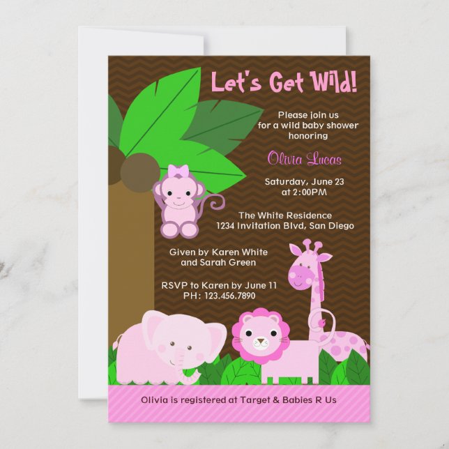 Invitation Baby shower doux mignon de bébé d'animaux de (Devant)