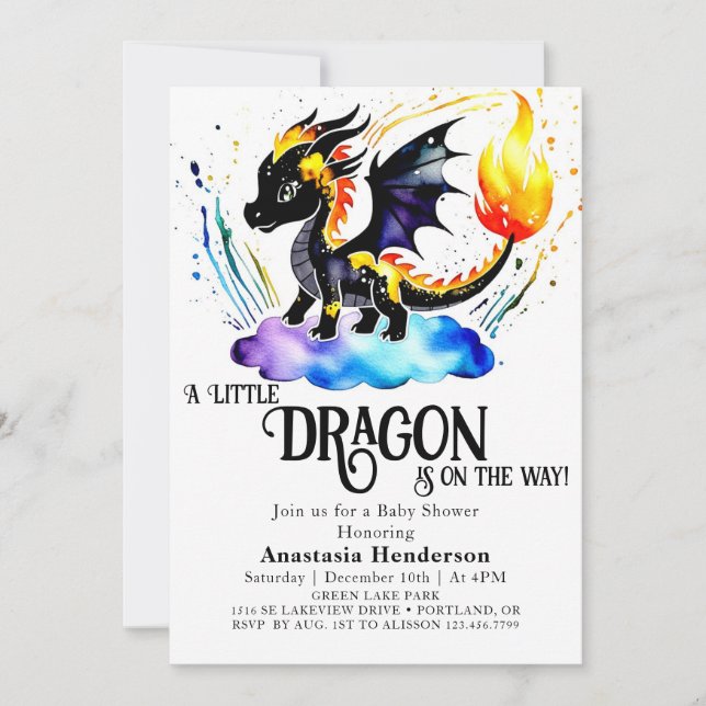 Invitation Baby shower Dragon Boy en ligne modifiable (Devant)