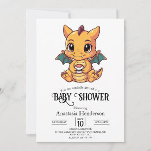 Invitation Baby shower Dragon numérique élégant