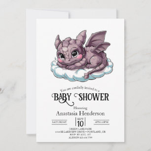 Invitation Baby shower Dragon numérique minimaliste mignon