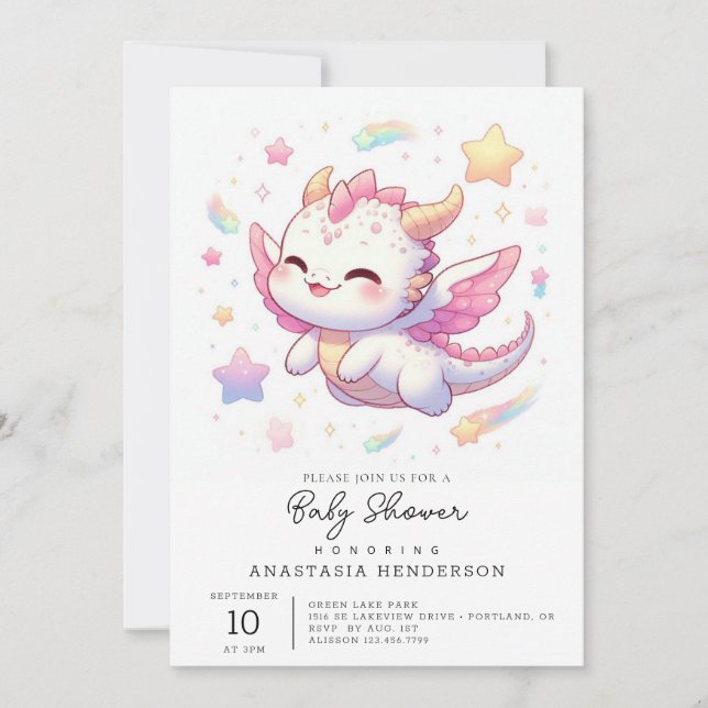Invitation Baby shower Dragon Simple (Devant)