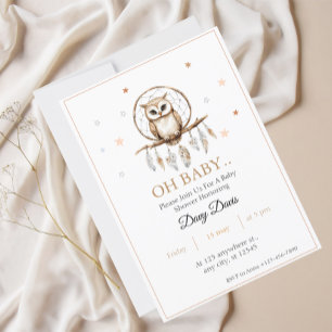 Invitation Baby shower Dreamcatcher Owl
