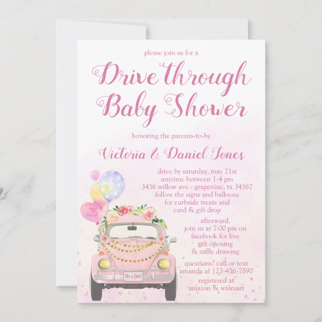 Invitation Baby Shower Drive By Covid (Devant)