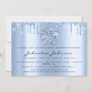 Invitation Baby shower Drives Parties scintillant Pieds Bleus