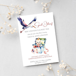 Invitation Baby shower drôle de livraison spéciale Stork