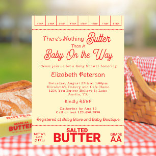 Invitation Baby Shower drôle et rustique sur le thème du beur
