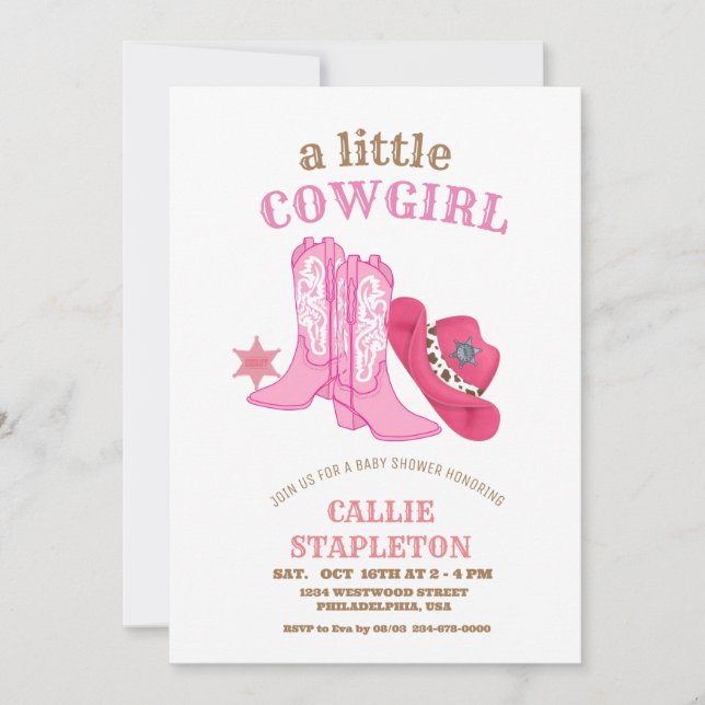 Invitation Baby shower du Baby shower Wild West Cowgirl (Devant)
