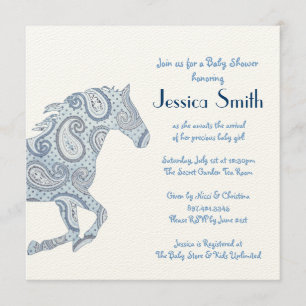 Invitation Baby shower du Blue Paisley Horse