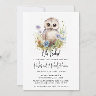 Invitation Baby shower du bois de la chouette