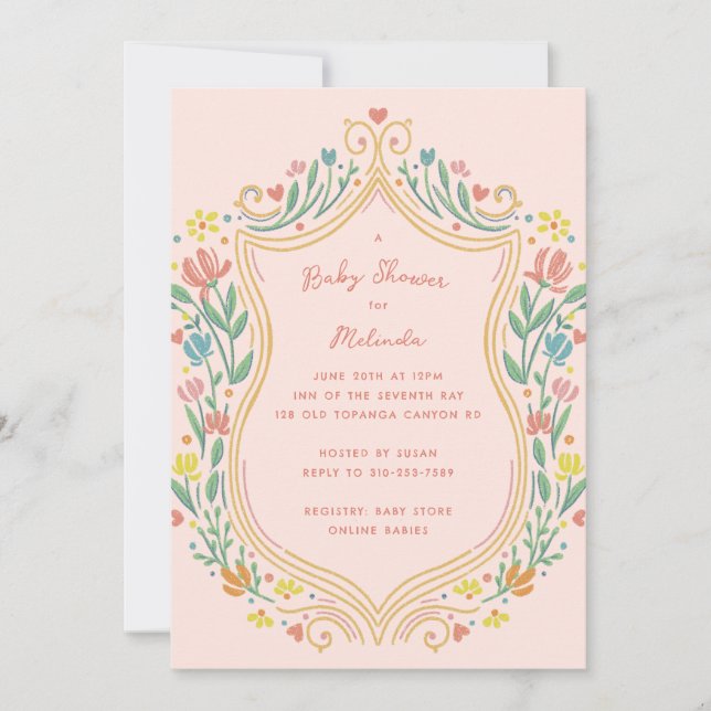 Invitation Baby shower du bouclier floral Pastel Spring (Devant)