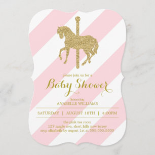Invitation Baby shower du carousel rose