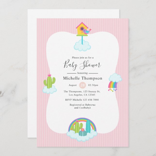 Invitation Baby shower du Ciel de Llama (Devant / Derrière)