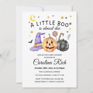 Invitation Baby shower du Citrouille d'Halloween Little Boo