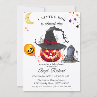 Invitation Baby shower du Citrouille d'Halloween Little Boo