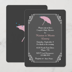 Invitation Baby shower du couple parapluie rose