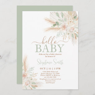 Invitation Baby shower du désert tropical vert Sage Invitatio