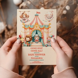 Invitation Baby shower du Festival du Carnaval de Cute Circus