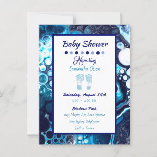 Invitation Baby shower du garçon bleu foncé