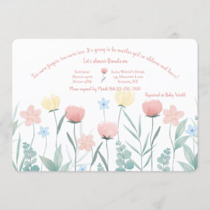 Invitation Baby shower du jardin de fleurs d'aquarelle