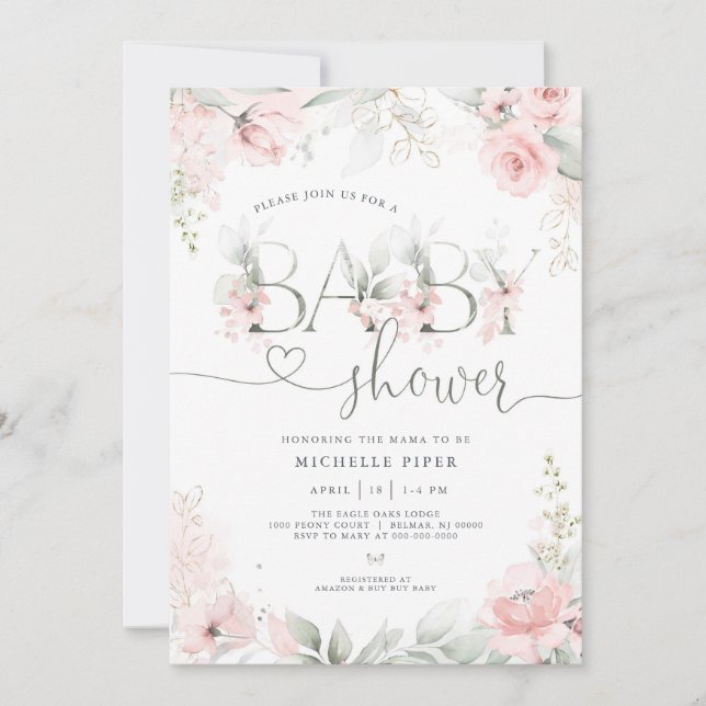 Invitation Baby shower du jardin de printemps (Devant)