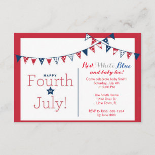 Invitation Baby shower du Jour de l'Indépendance du 4 juillet