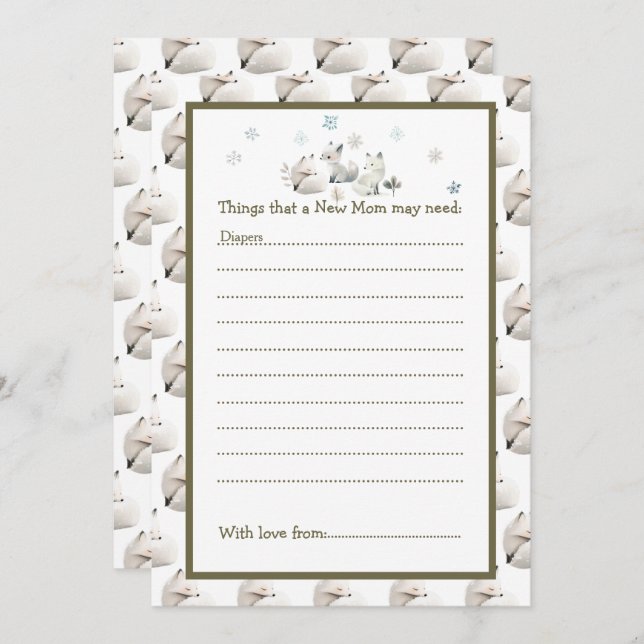 Invitation Baby shower du loup arctique d'hiver (Devant / Derrière)