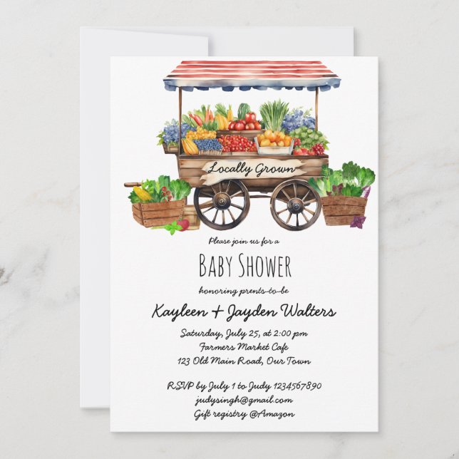 Invitation Baby shower du marché agricole local (Devant)