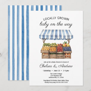 Invitation Baby shower du marché des fermiers cultivé localem