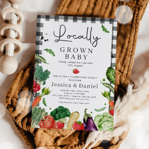 Invitation Baby shower du marché des fermiers cultivé localem