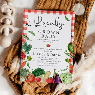 Invitation Baby shower du marché des fermiers cultivé localem