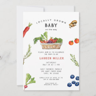 Invitation Baby shower du marché des fermiers rustiques migno