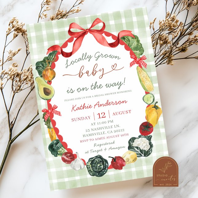 Invitation Baby shower du marché des fermiers tracés à la mai (Créateur téléchargé)