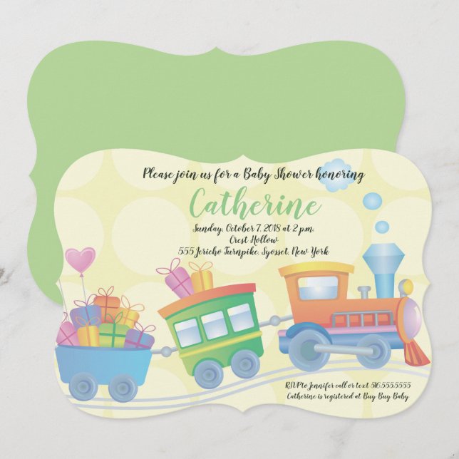 Invitation Baby shower du moteur Caboose du train (Devant / Derrière)