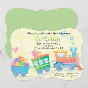 Invitation Baby shower du moteur Caboose du train