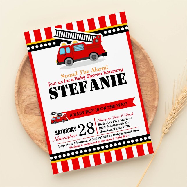 Invitation Baby shower du moteur d'incendie (Créateur téléchargé)