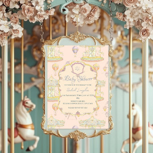 Invitation Baby shower du parc d'attractions Fairytale Vintag