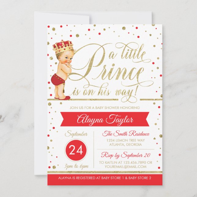 Invitation Baby shower du Petit Prince, Faux Parti (Devant)