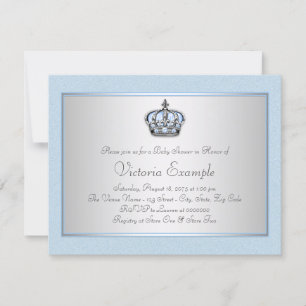 Invitation Baby Shower du Prince Bleu et Argent