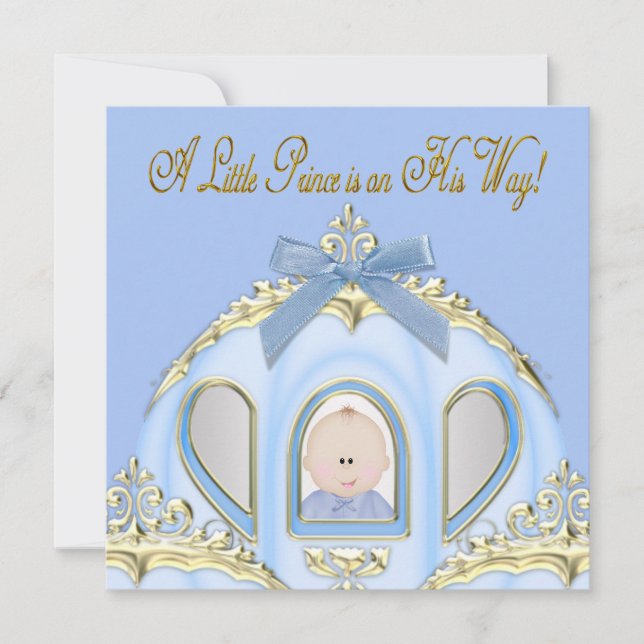 Invitation Baby Shower du Prince Bleu et Or (Devant)