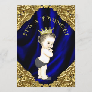 Invitation Baby Shower du Prince Bleu et Or