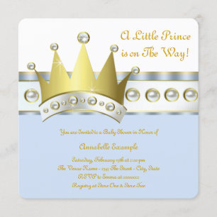 Invitation Baby Shower du Prince Bleu et Or