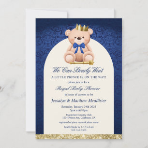 Invitation Baby shower du prince de l'ours bleu Teddy