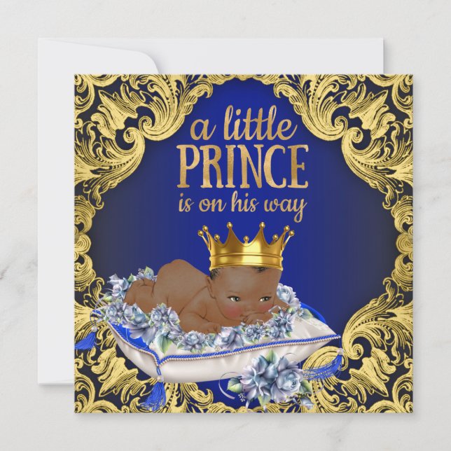 Invitation Baby shower du prince royal africain-américain (Devant)