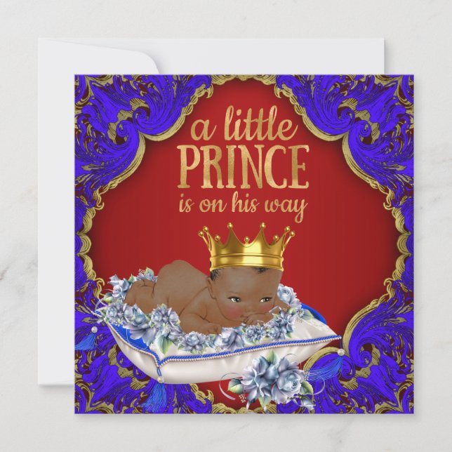 Invitation Baby shower du prince royal africain-américain (Devant)