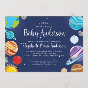 Invitation Baby shower du système solaire Galaxy de la planèt