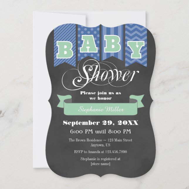 Invitation Baby shower du tableau de bord bleu de  (Devant)