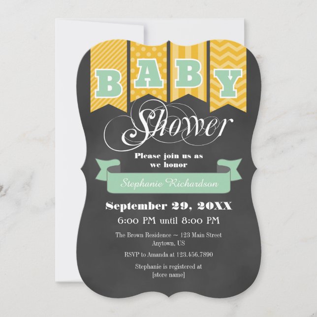 Invitation Baby shower du tableau de bord Gold de  (Devant)