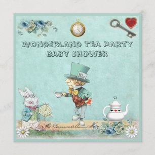 Invitation Baby shower du Tea Party de Mad Hatter Wonderland