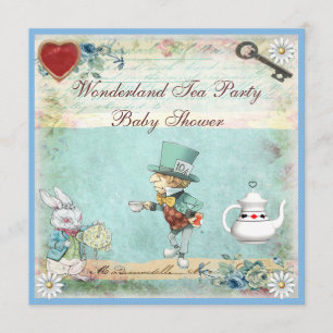 Invitation Baby shower du Tea Party de Mad Hatter Wonderland