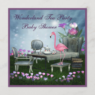 Invitation Baby shower du Tea Party de Pink Flamant rose Wond